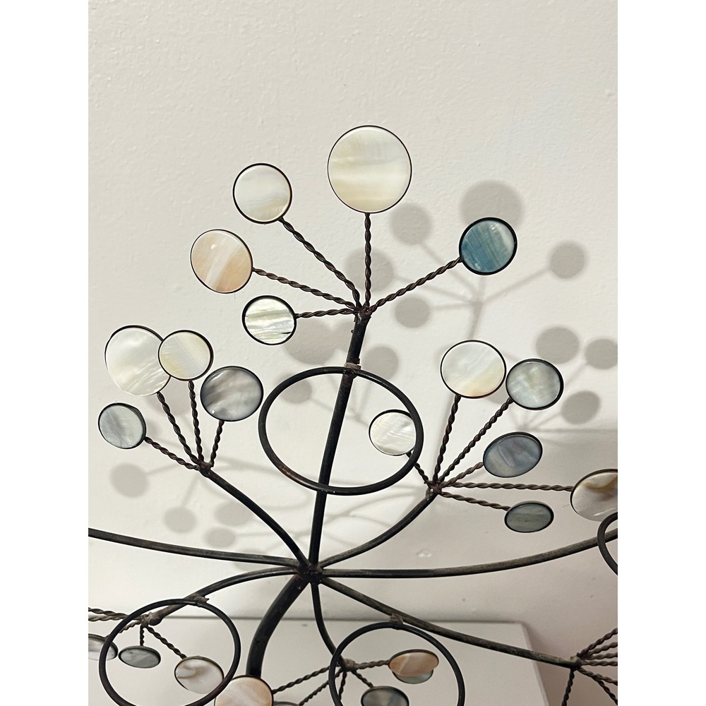 Vintage Metal Tree of life Votive Holder Bronze Mother of Pearl Shell Art - Picture 3 of 8